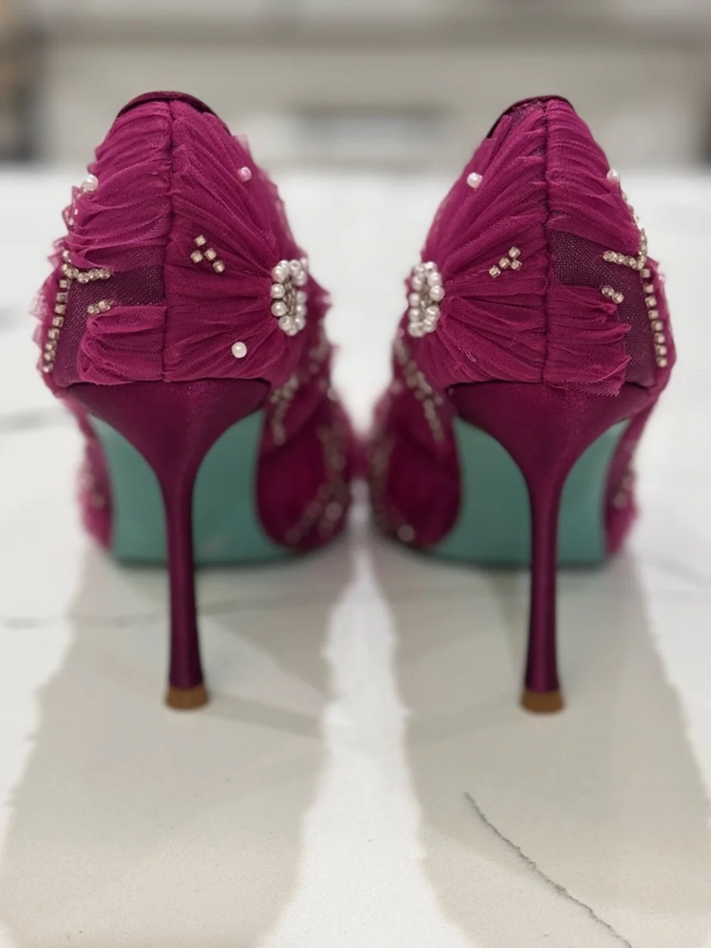 Betsey Johnson Fuchsia Roxy Tulle Floral Pump - Picture 3 of 6